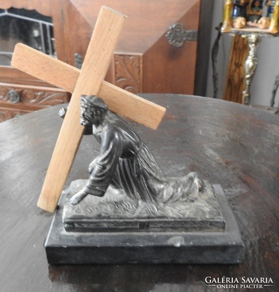 Antique Church - Religious History Relic: Desk Jesus Statue from 1910-20