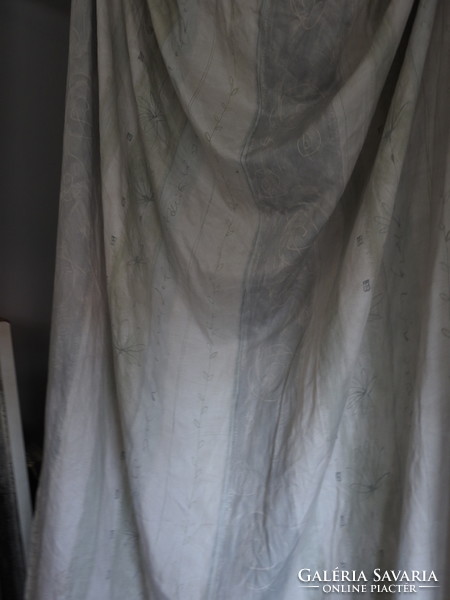 Pair of pastel modern floral pattern on gray-green blackout curtains