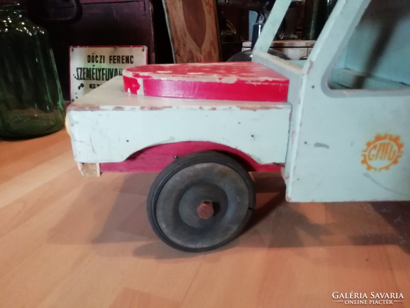 Nagyméretű (100 cm hosszú) fa teherautó, GAFU játék teherautó a 70-es évekből