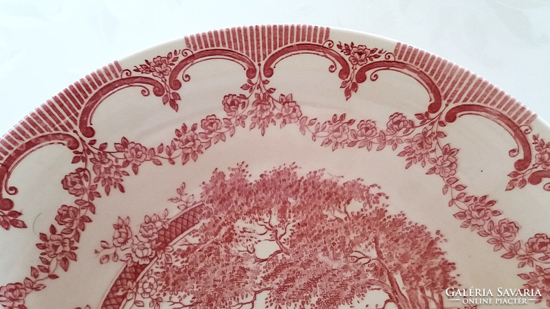 Angol fajansz tál rózsagirlandos tányér mélytányér 21,5 cm