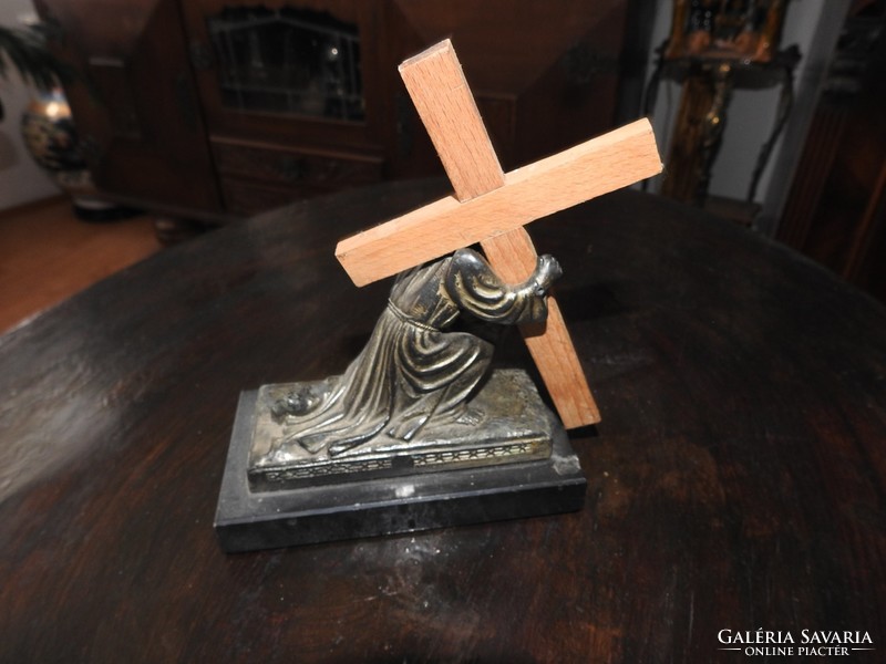 Antique Church - Religious History Relic: Desk Jesus Statue from 1910-20