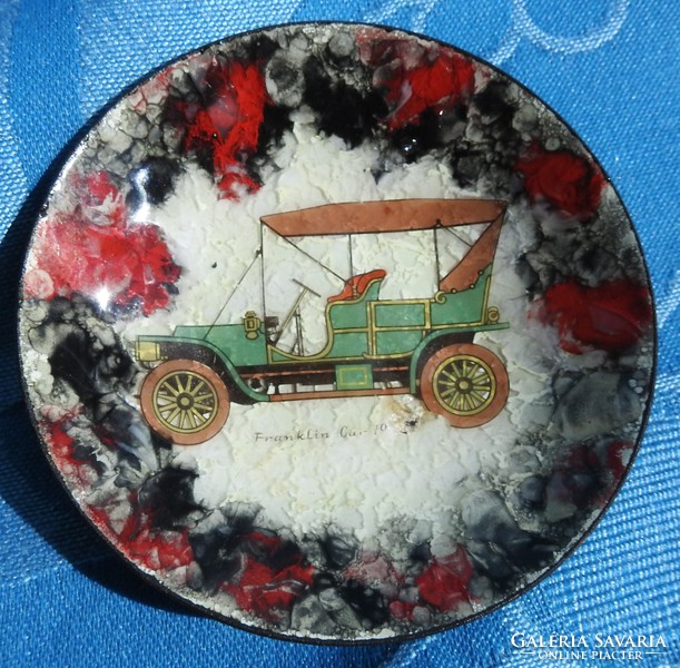 Régi járműképes tűzzománc fém tányérok - gyűjtői darabok :)