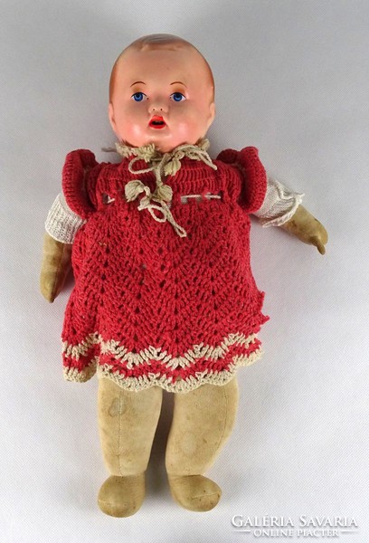 1H533 antique ceramic head toy doll rag doll ~ 1930