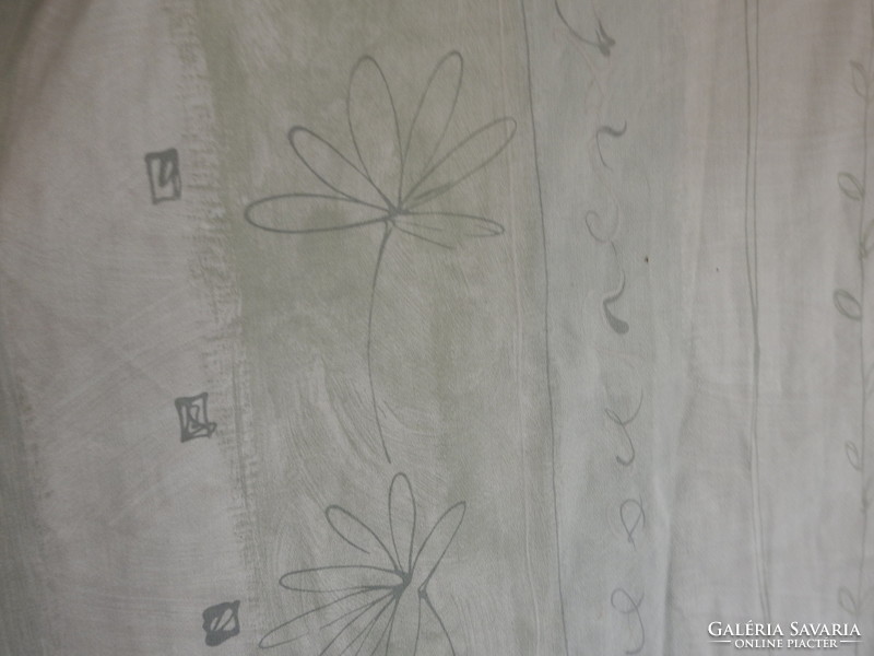 Pair of pastel modern floral pattern on gray-green blackout curtains