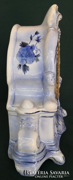 DT/046 - Barokkos kandalló óra kék virágos dekorral