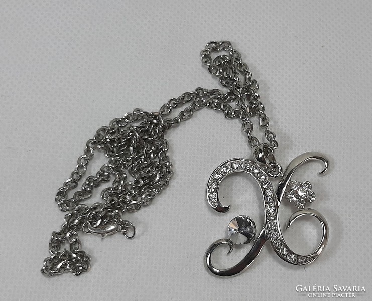 Large letter stone pendant, necklace