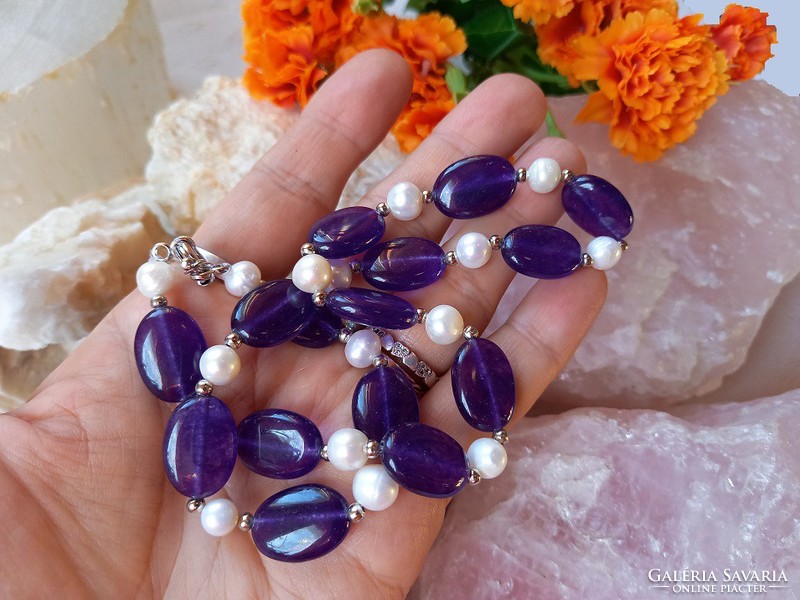 Exclusive real term. True pearl amethyst quartz necklace, topaaa