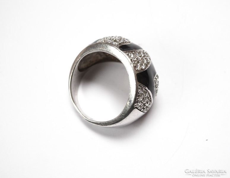 Lengyel ezüst gyűrű,zománcozott, köves.