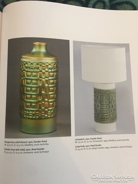 Zsolnay lámpa Gazder Antal terve porcelán pirogránit modern retro mid century