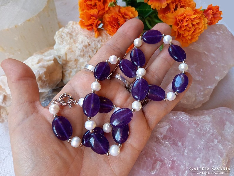 Exclusive real term. True pearl amethyst quartz necklace, topaaa