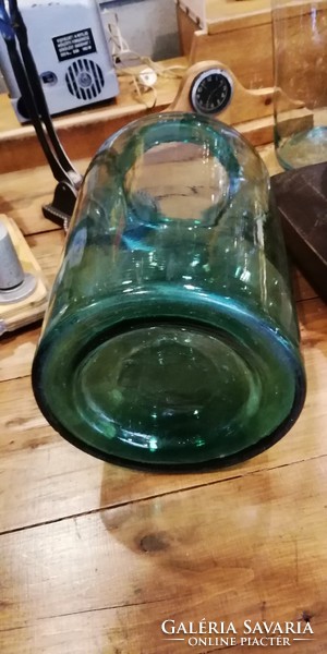 Green huta glass, old blown glass, decoration, 5 liters