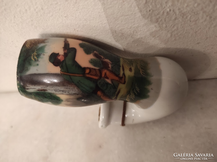 Antique porcelain pipe hunter with dog hunting with deer scene 924 5324