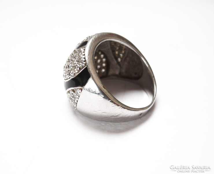 Polish silver ring, enameled, stony.
