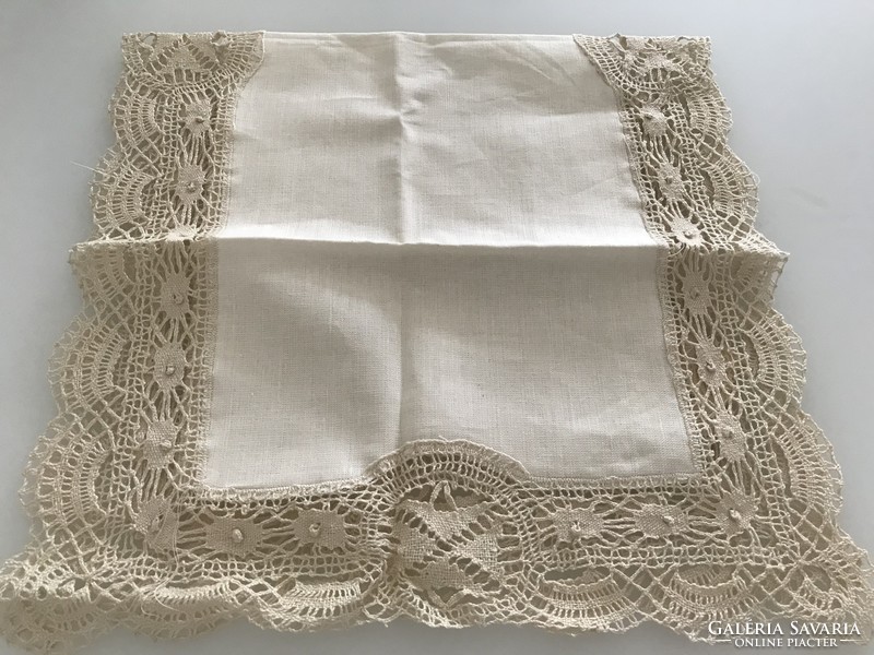 Maltese needlework, table runner decorated with beaten lace, 64 x 34 cm, new