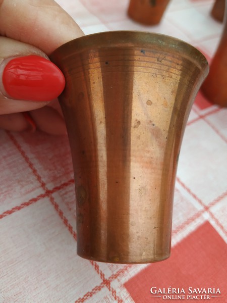 Copper small cup, enameled inside 6 pcs for sale