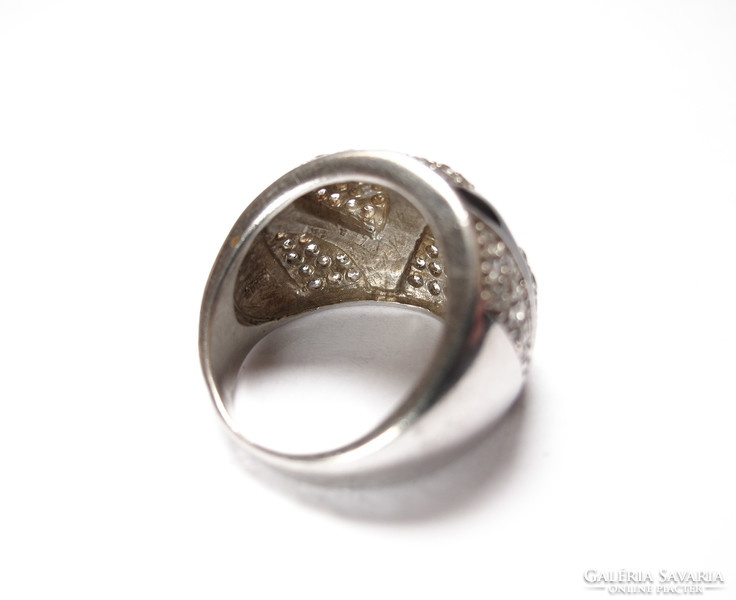 Polish silver ring, enameled, stony.