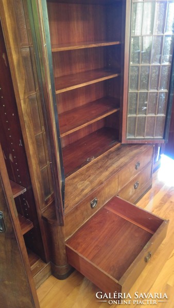 For sale is a 1900-20 art deco style book-living room cabinet with polished crystal glass.