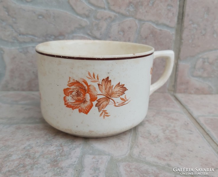 Retro granite ripe teacup cup with floral nostalgia village peasant decoration