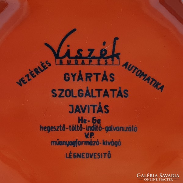 Hollóházi "Viszék Budapest" piros porcelán reklám hamutál (2157)
