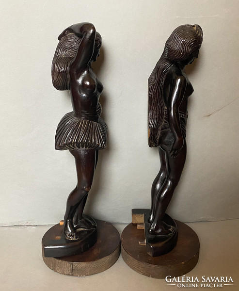 Antique, carved wooden dancer figures (furniture ornaments?)