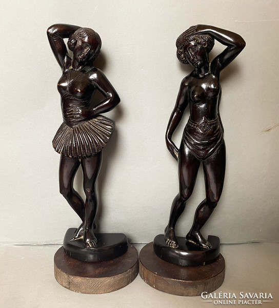 Antique, carved wooden dancer figures (furniture ornaments?)