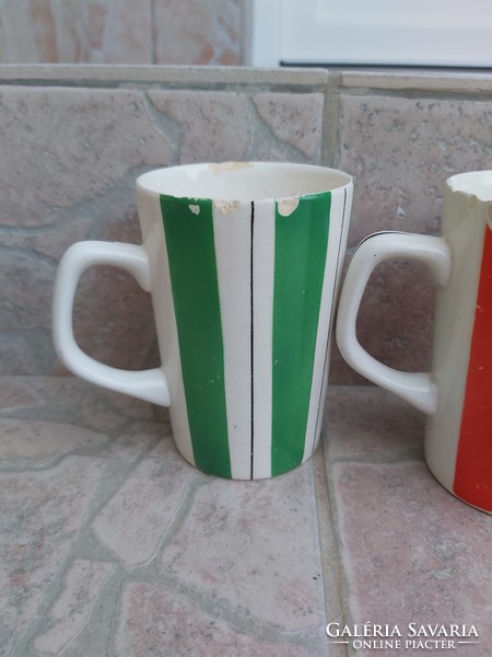 Retro granite green red striped mug mugs nostalgia village peasant decoration