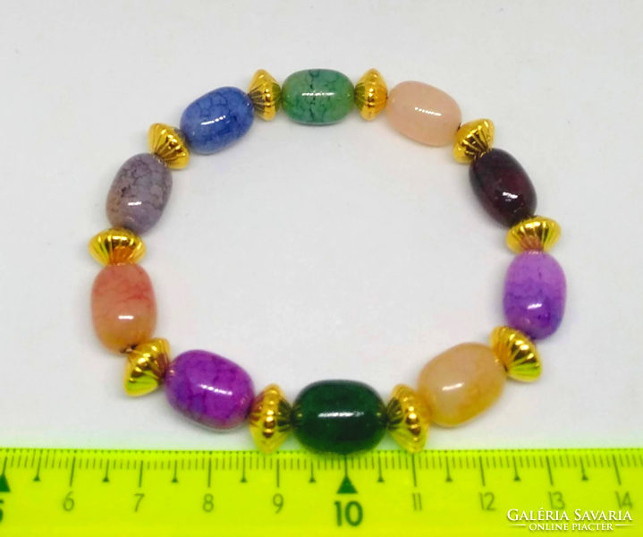 Colorful dragon vein agate bracelet made of 14 * 11 mm drum beads