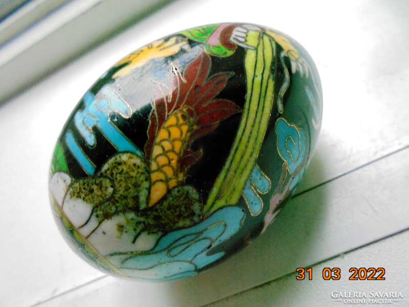 Antique two dragon patterned cloisonné with enameled Chinese eggs