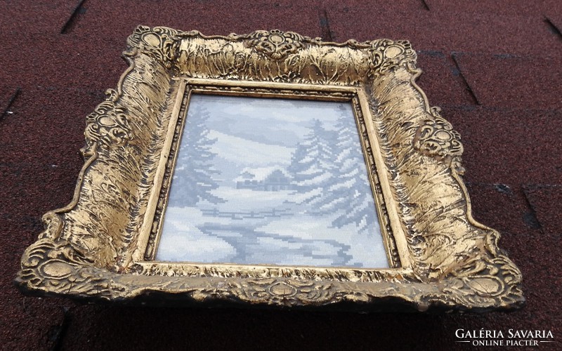 Antique gilded blondel frame with mountains - tapestry tipoen tapestry - needle tapestry