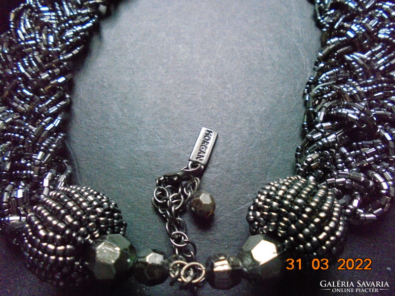 Morgan Paris Spectacular Wide 20-Strand Beaded Necklace Made of Tiny Metallic Beads