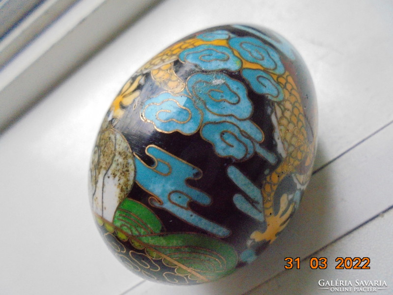 Antique two dragon patterned cloisonné with enameled Chinese eggs