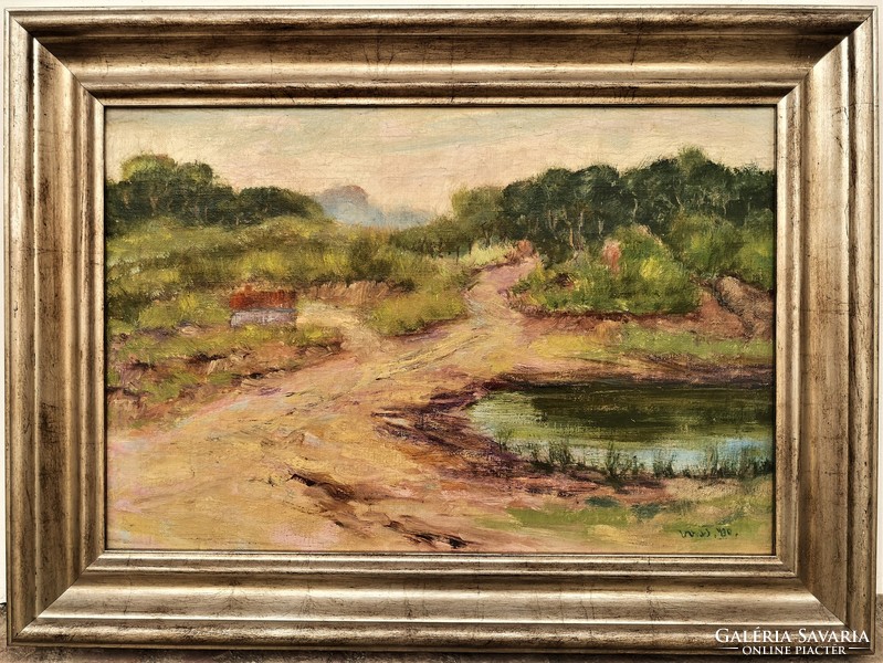 Vass elemér (1887 - 1957) French landscape 1930 c. Painting with original guarantee!