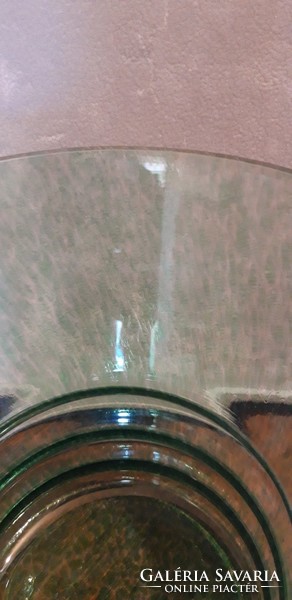 Nagy, öblös zöld üveg váza