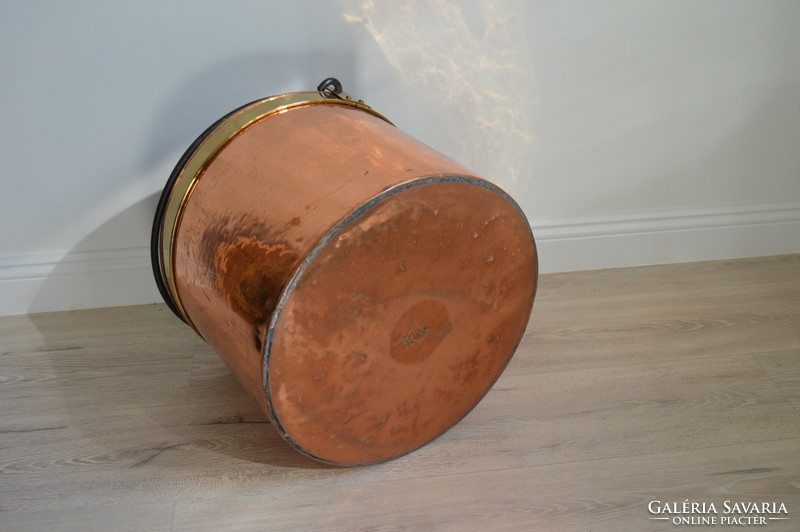 Large antique French copper cauldron, copper cauldron, pot