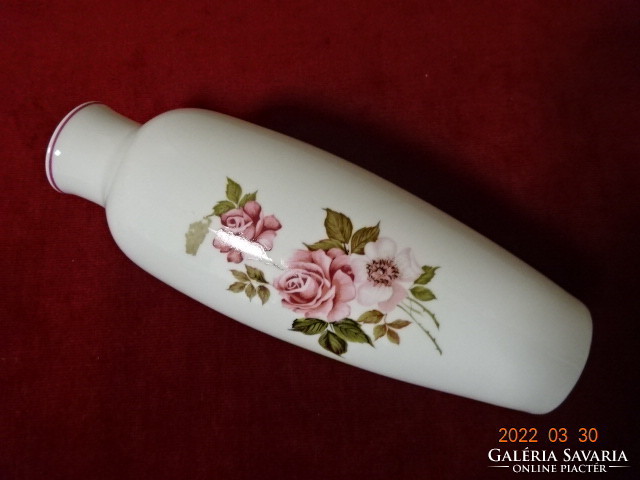 Hollóház porcelain vase, rose pattern, height 25.5 cm. He has! Jókai.