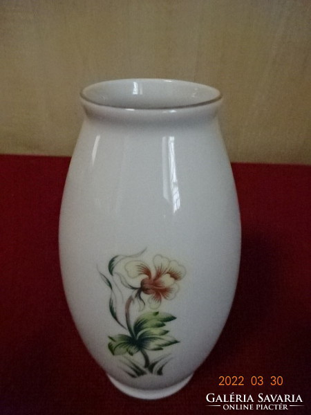 Hollóház porcelain vase, green-yellow floral, height 11.5 cm. He has! Jókai.