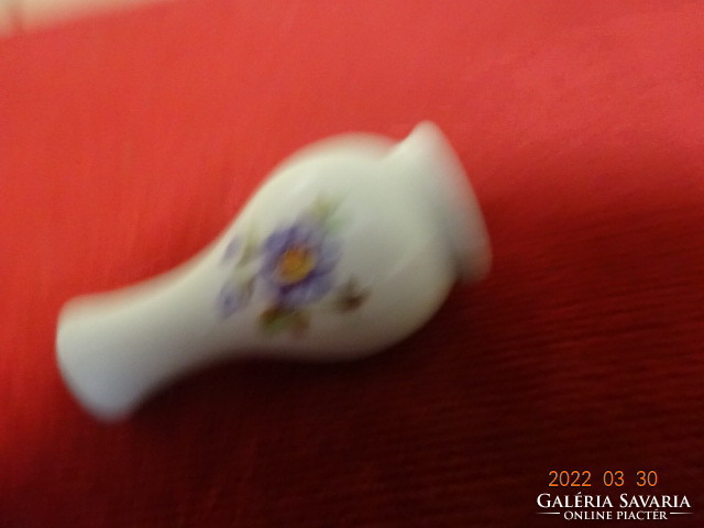 Hollóház porcelain mini vase, blue floral, height 5.3 cm. He has! Jókai.