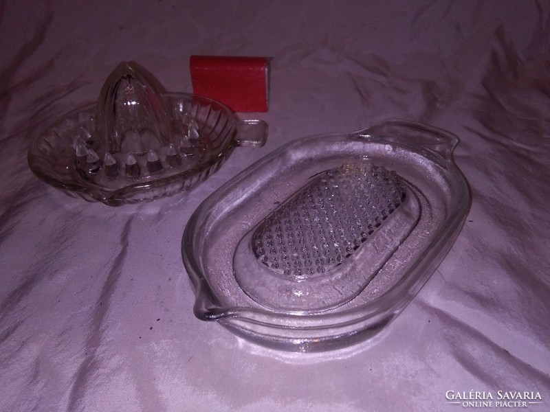 Old glass apple grater and lemon squeezer - together
