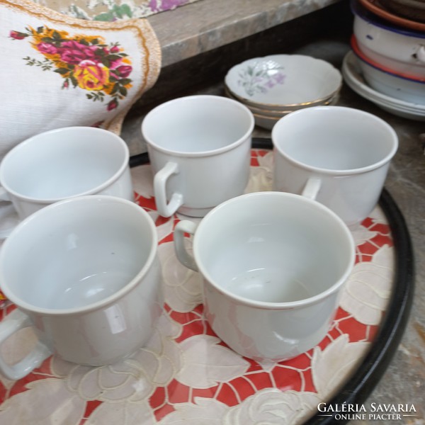 6 Zsolnay snow-white mugs