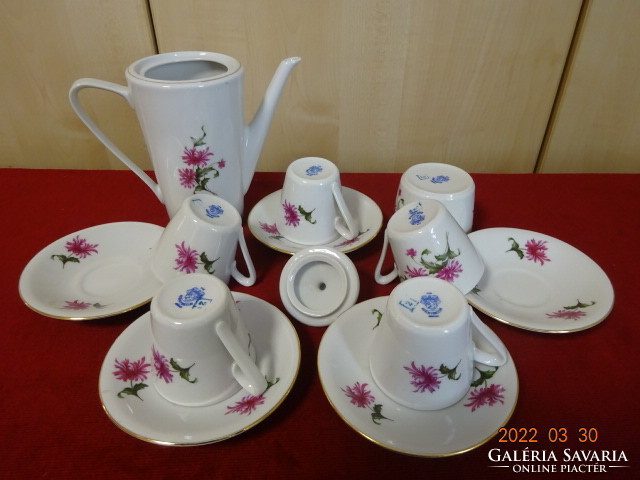 Lowland porcelain coffee set with cyclamen flower, 12 pieces. He has! Jókai.