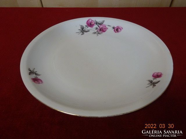 Plain porcelain flat plate with a rose pattern, diameter 23.7 cm. He has! Jókai.