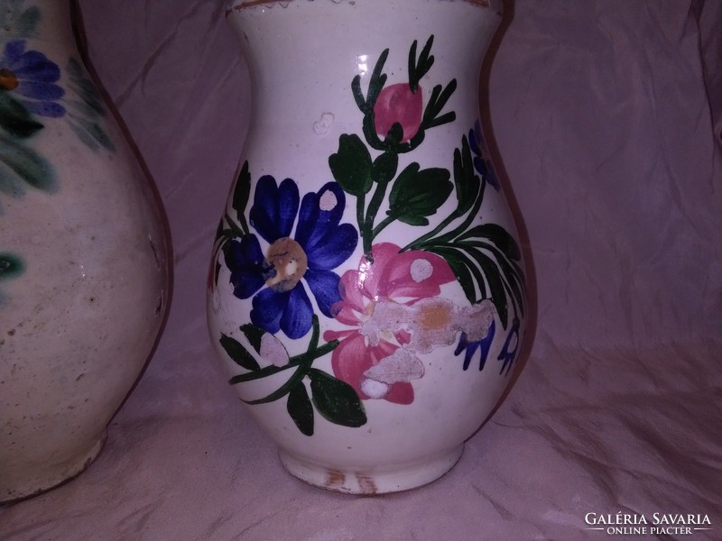 Two pieces of antique, floral glazed tile silk, folk bastard - together