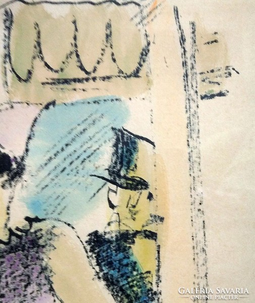 Márffy Ödön:"Mutatványos (Élő nő)" -  akvarellel színezett litográfia -nagyon kedvező áron!