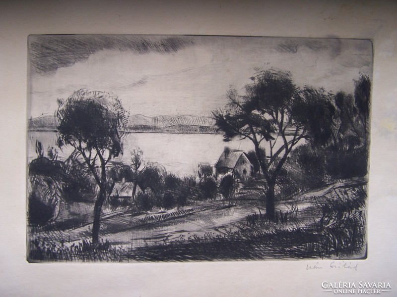 Ivan solid - waterfront, 1940s, etching