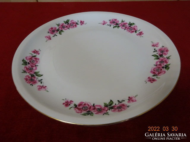 Lowland porcelain flat plate with pink flowers. He has! Jókai.