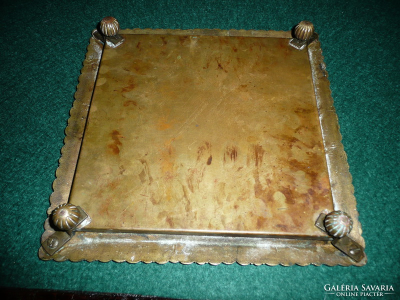 Beautiful antique Art Nouveau bronze table top / tray with hand painted porcelain insert