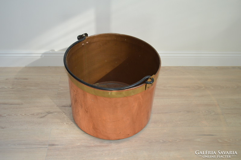 Large antique French copper cauldron, copper cauldron, pot