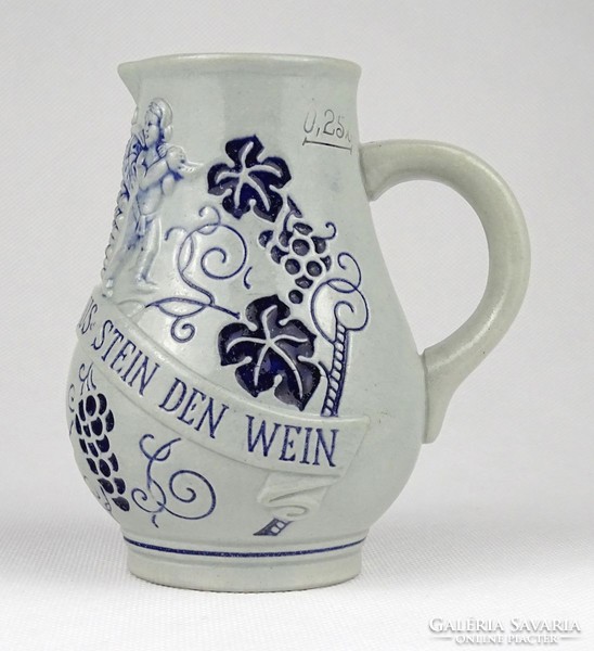 1I265 marked German ceramic wine jug 12 cm