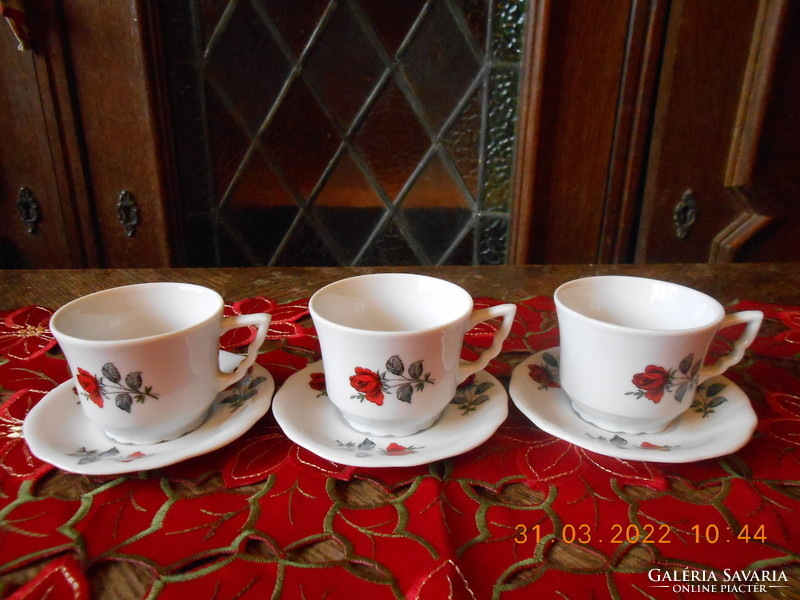 Zsolnay rose patterned coffee cups