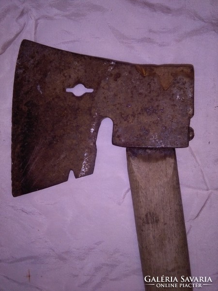 Antique wrought iron hatchet - marked, numbered